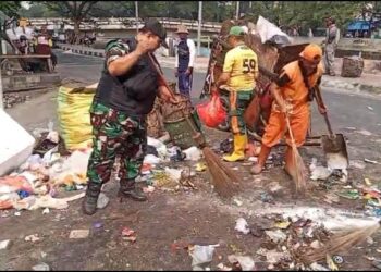 Terus Peduli,Satgas Sampah Koramil 01/Koja Bersama PPSU Wujudkan Lingkungan ASRI Lewat Aksi Bersih-Bersih