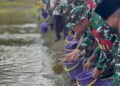 TMMD Ke-129 Kodim 0911/Nunukan Tebar Bibit Ikan Lokal dan Lepas Burung Merpati