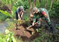 Lestarikan Lingkungan, Serda Budiono Bersama Poktan Sidodadi Tanam Pohon Melalui Aksi Bersatu Dengan Alam