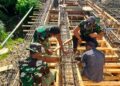 Satgas Karya Bakti TNI Terus Melanjutkan Pembangunan Jembatan Beton di Mehaga