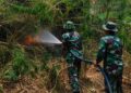 Regu Damkar Kodim 0728/Wonogiri Padamkan Kobaran Api di Dua Lokasi