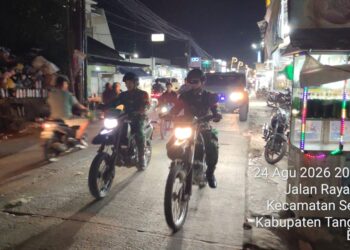 Intensifkan Keamanan Wilayah, Koramil 10/Sepatan Gelar Patroli Malam