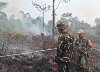 Cegah Karhutla Meluas, Yonif TP 542 dan Kodim Sintang Bersama Padamkan Api di Anggah Jaya