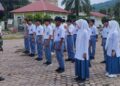 Jelang Semarak Lomba HUT ke-81 RI Kodim Abdya, TNI di Babahrot Intens Latih PBB Pelajar
