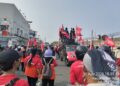 Personel Kodim 0502/JU Monitoring dan Amankan Aksi Buruh FBTPI