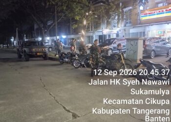 Ciptakan Wilayah Aman dan Kondusif, Koramil 04/Cikupa Gelar Patroli Malam