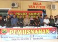 Berantas Peredaran Gelap Narkoba, Kasdim 0209/LB Hadiri Pemusnahan Barang Bukti Puluhan Kilo Sabu di Polres Labuhanbatu
