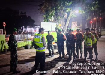 Antisipasi Daerah Rawan Begal, Koramil 12/Rajeg Gelar Patroli Malam Bersama Polsek