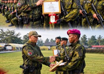 Sukses Tuntaskan Misi Dengan Prestasi, Satgas Pamtas RI-PNG Yonif 5 Marinir Raih Penghargaan