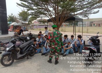 Tawuran Pelajar Tangerang Dicegah, Babinsa Perketat Alun-Alun Teluknaga
