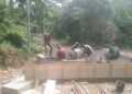 Gotong Royong TNI dan Warga, Pembangunan Jembatan Beton di Setia Abdya Terus Dikebut