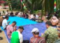 Personil Koramil 08/RP Bersama warga binaan melaksanakan Syukuran Telah selesai di bangun nya Jembatan Garuda