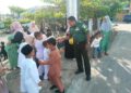 Babinsa Tinjau Penerapan Wasbang Karakter Disiplin dan Budi Luhur Siswa SD di Susoh